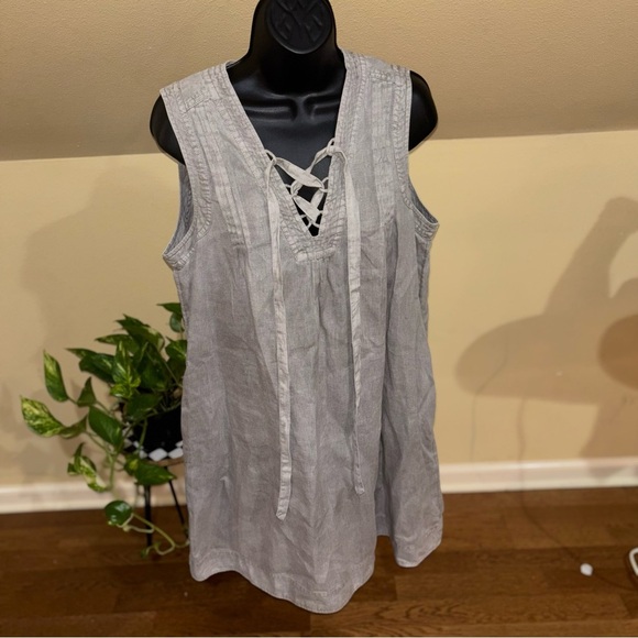 Artisan NY 100% Linen Sleeveless Lace-Up Dress | Size M - Picture 1 of 8